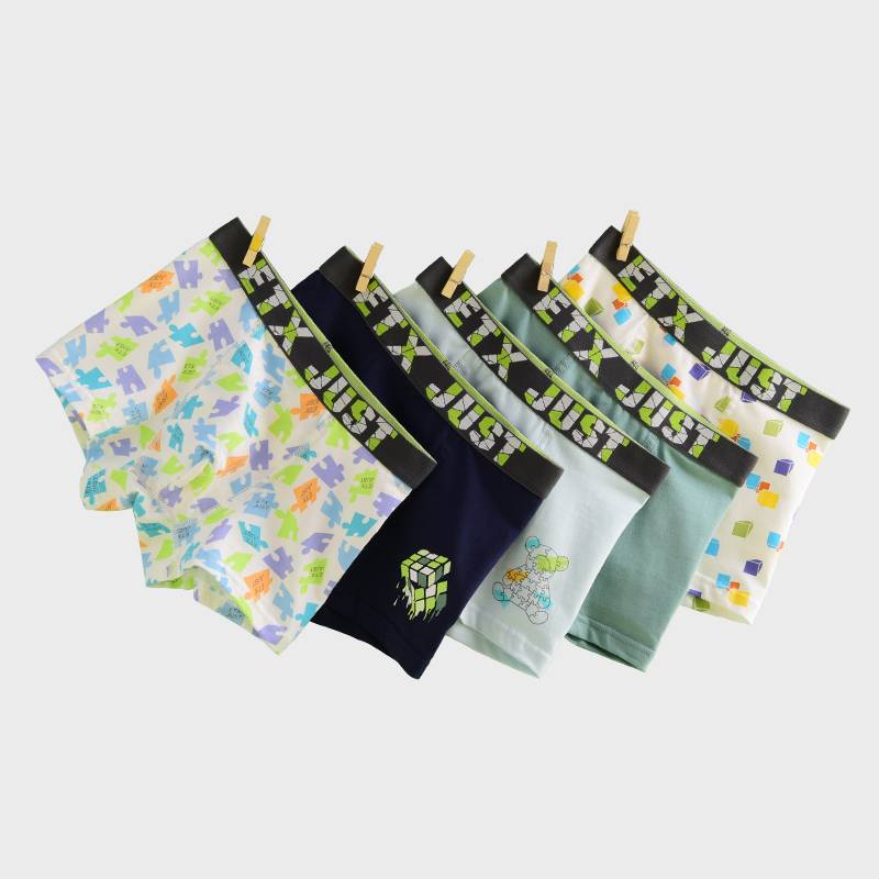 [GB204] Paquete de 5 calzoncillos de algodón transpirables para niños