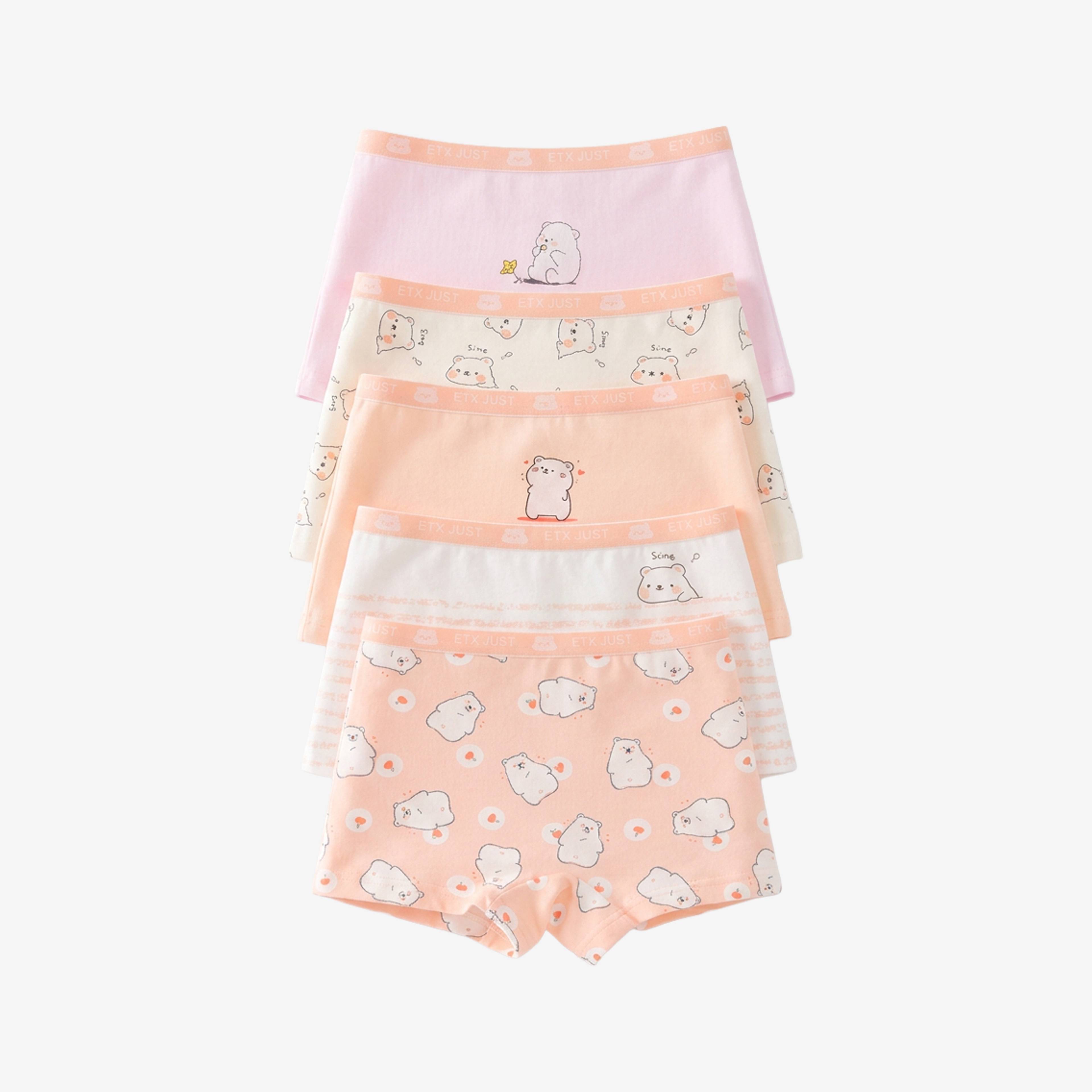 [GB078] Paquete de 5 calzoncillos de algodón de primera calidad para niñas 