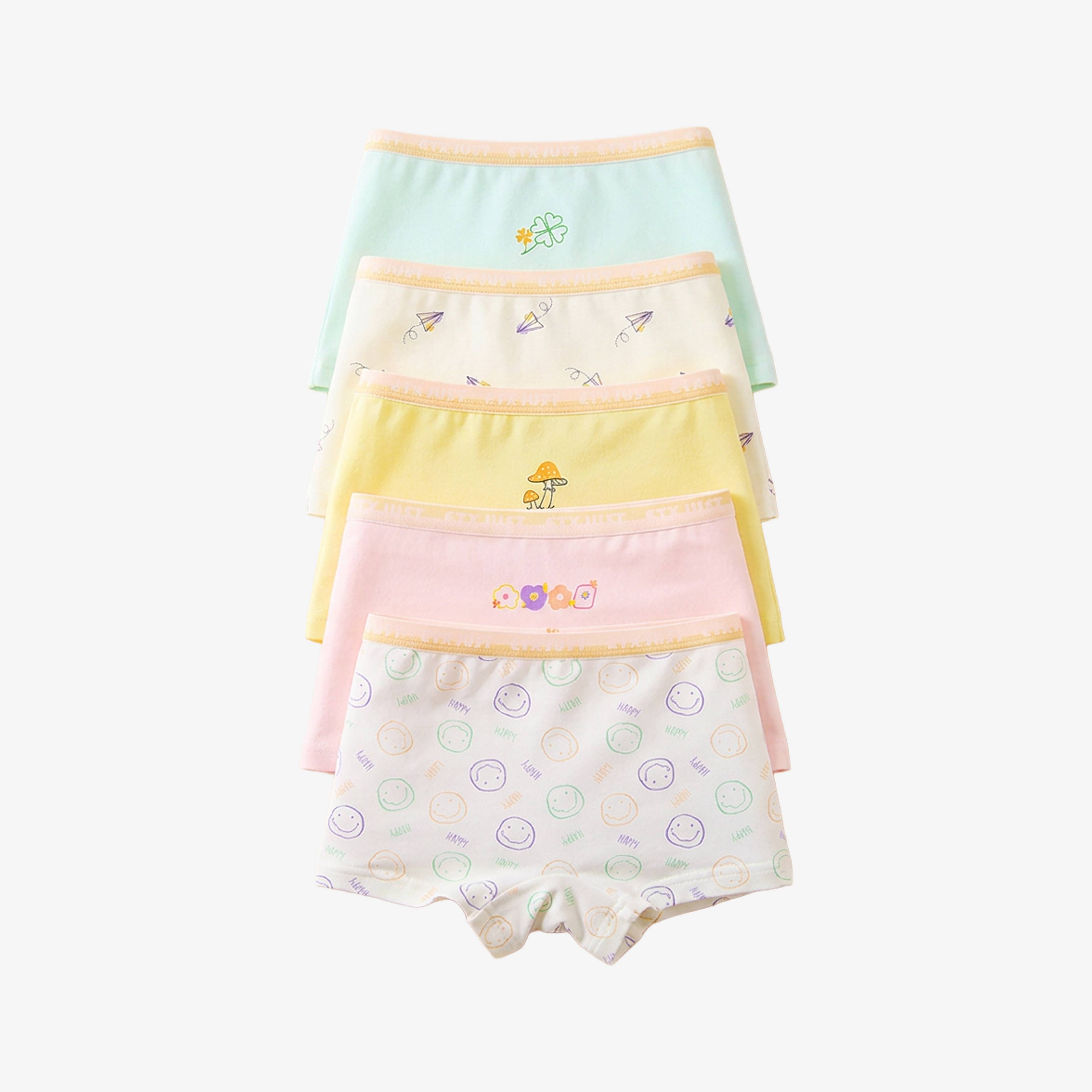[GB076] Pack de 5 calzoncillos de algodón elásticos y resistentes de clase A para niñas