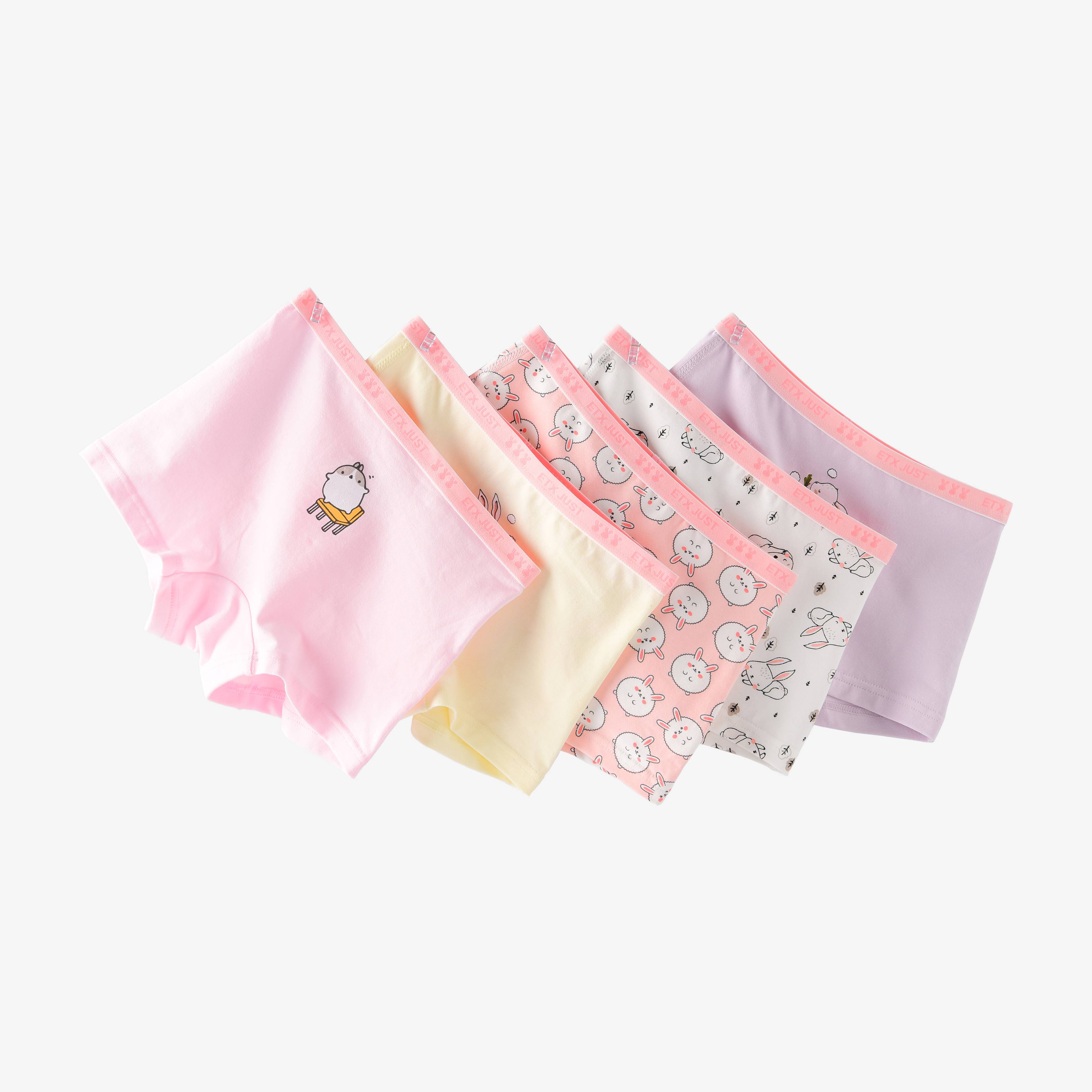[GB079] Paquete de 5 calzoncillos de algodón suave de alta calidad para niñas