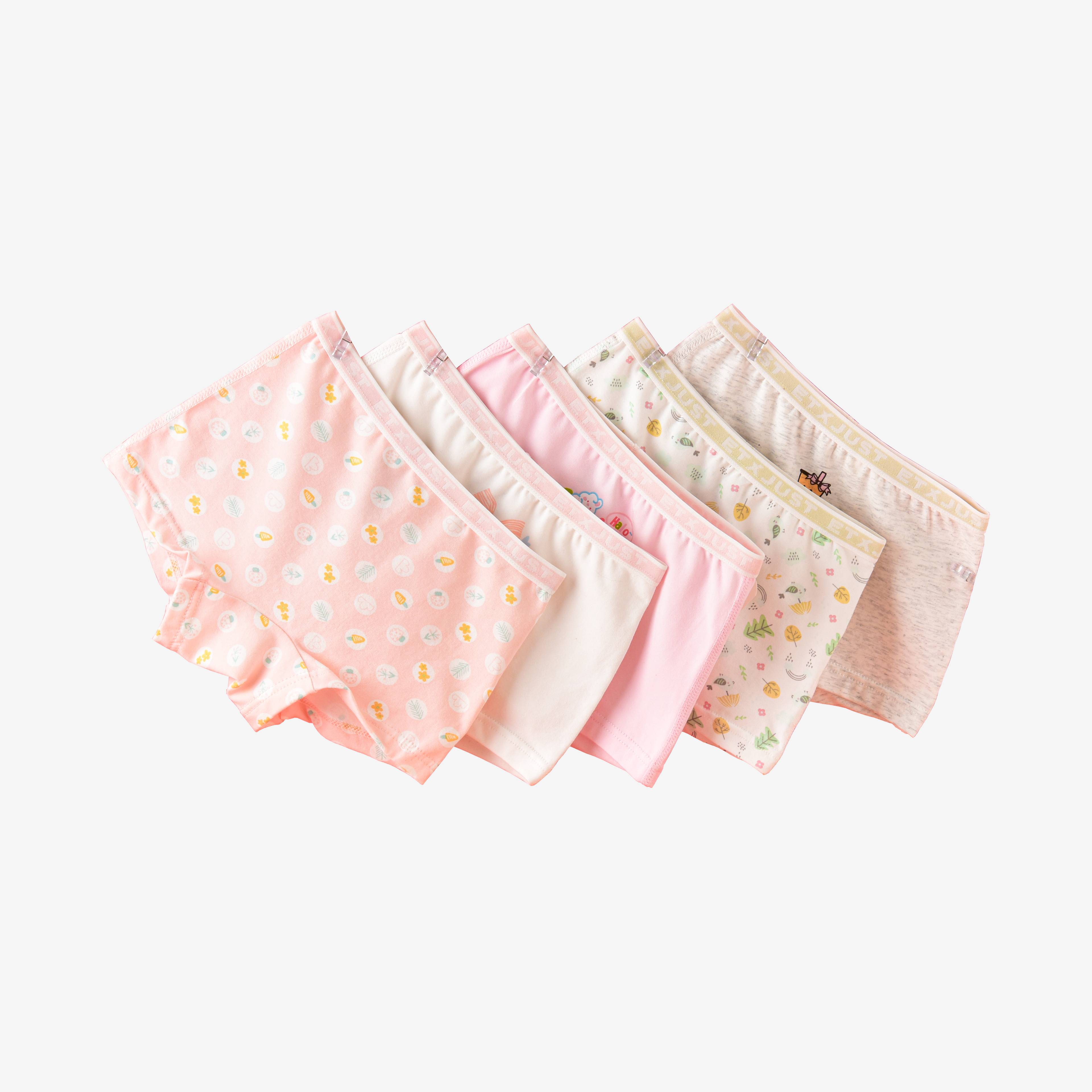 [GB081] ETX JUST Girls’ 5-Pack Premium Cotton Boyshorts | Soft Printed Underwear
