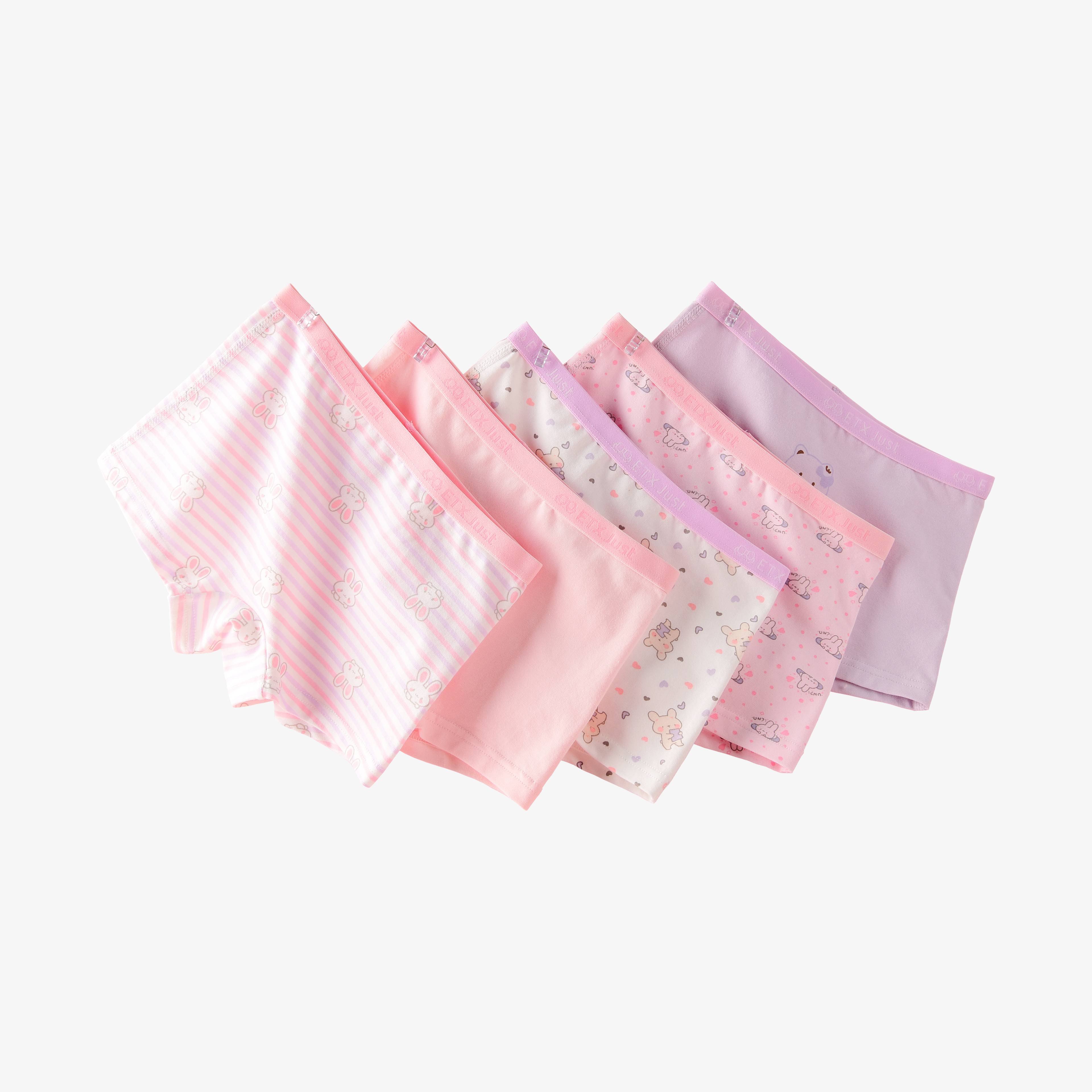 [GB082] ETX JUST Girls’ Soft Cotton Boyshorts – 5-Pack | Stretch Comfort Underwear