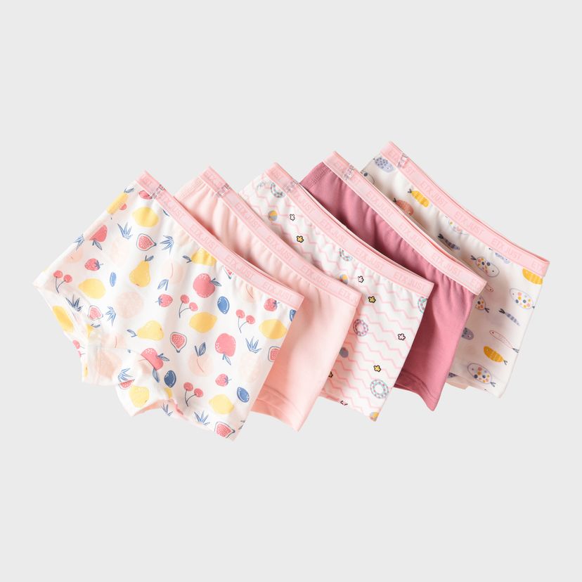 [GB067] Girls' Stretchy Cotton Underwear 5-Pack 