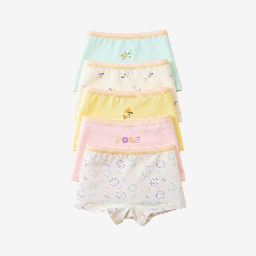 [GB076] ETX JUST Girls 5-Pack 95% Cotton Boxer Briefs | Soft Breathable Stretch Underwear for Kids